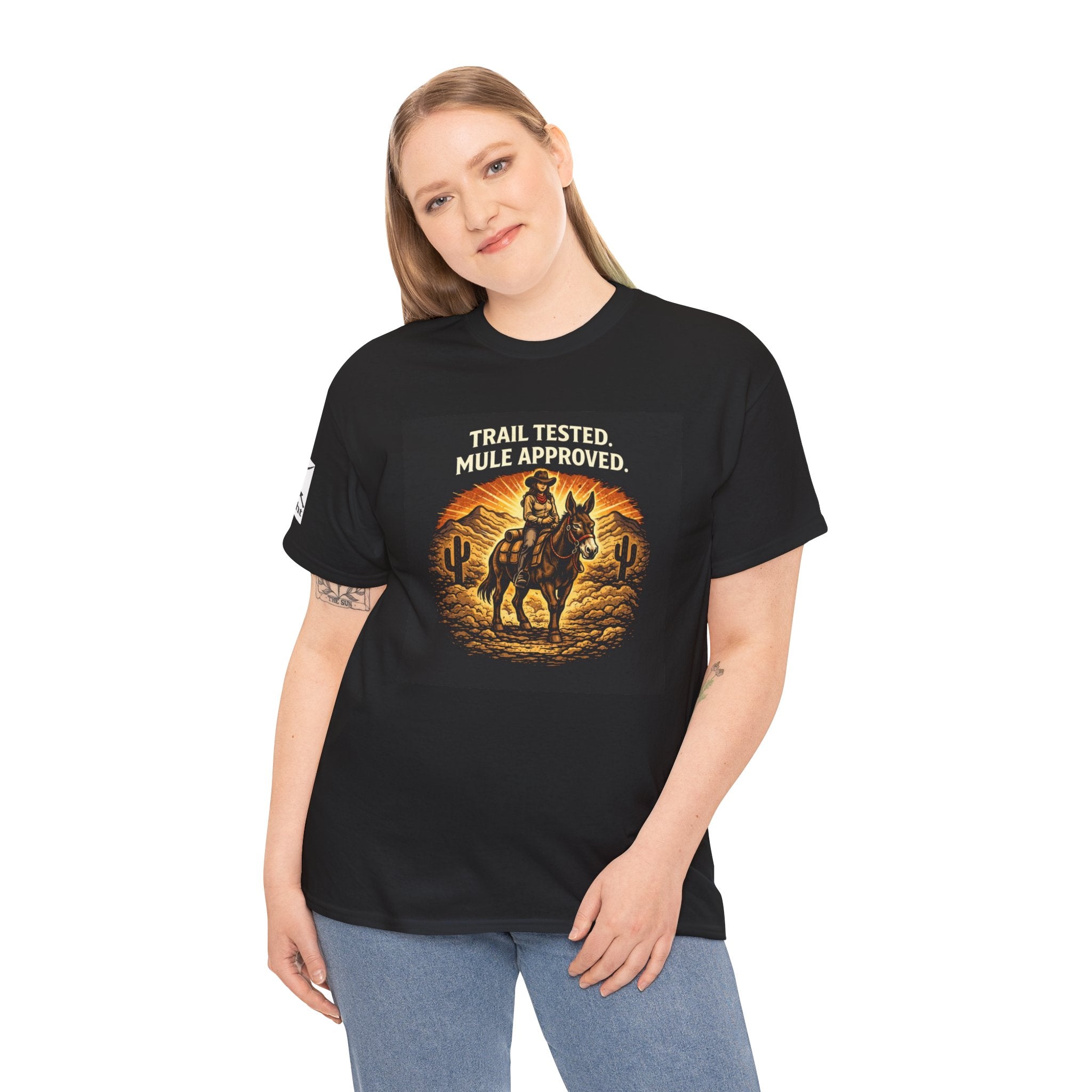 Trail Tested Mule Approved T‑Shirt — Western Cowgirl Mule Rider Tee
