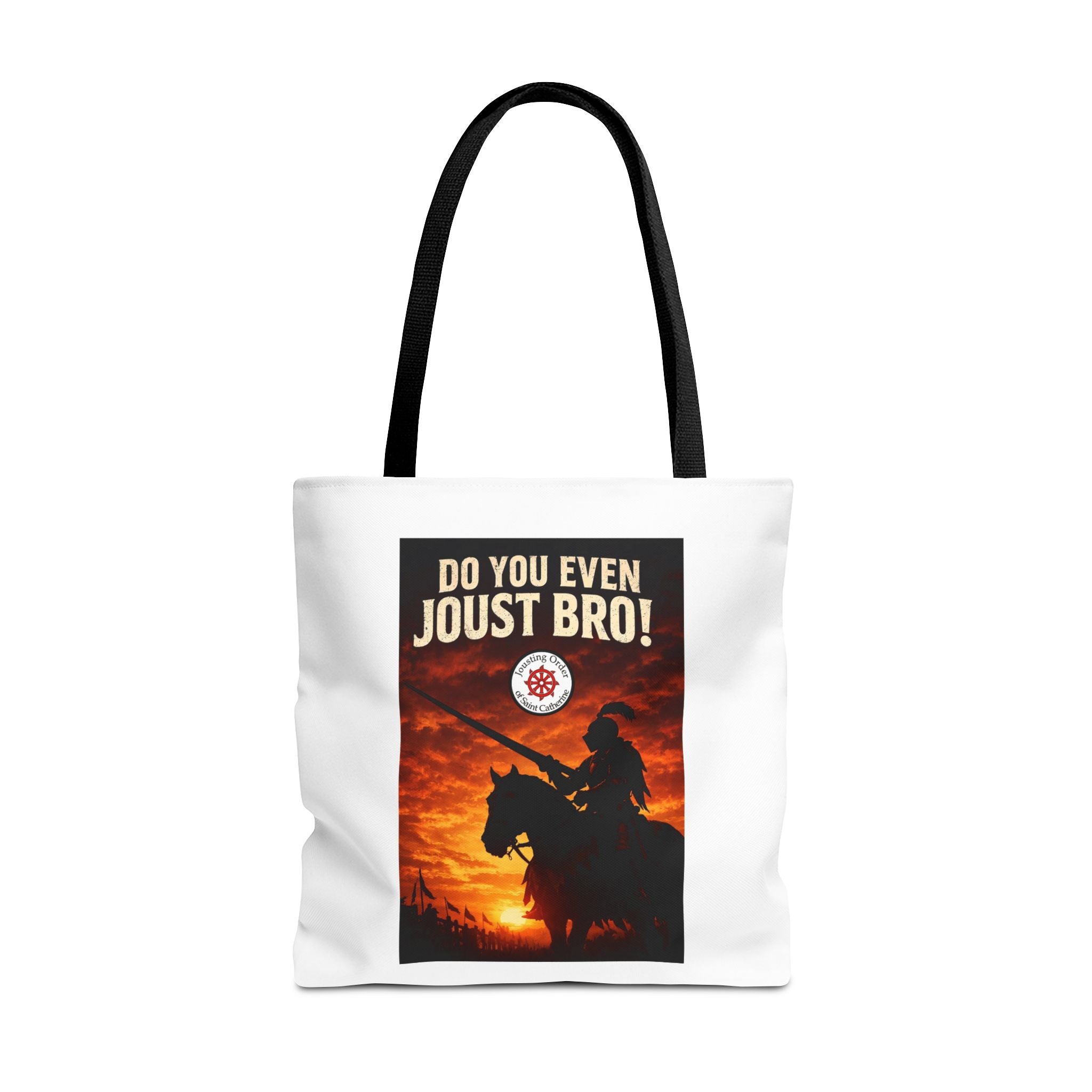 Do You Even Joust Bro! Tote Bag – Medieval Knight Silhouette Sunset Tote for Renaissance Fair Fans