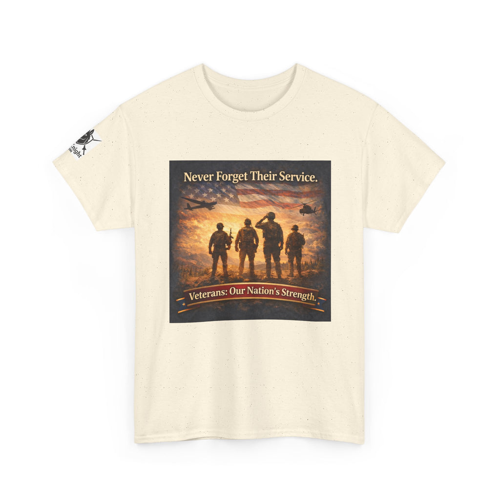 USA Flag Graphic Tee - "Never Forget their Service -Veterens our nations strength!"