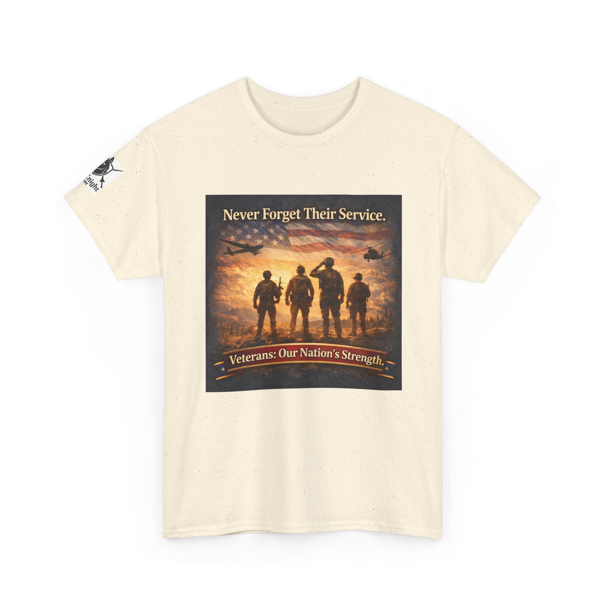 USA Flag Graphic Tee - "Never Forget their Service -Veterens our nations strength!"