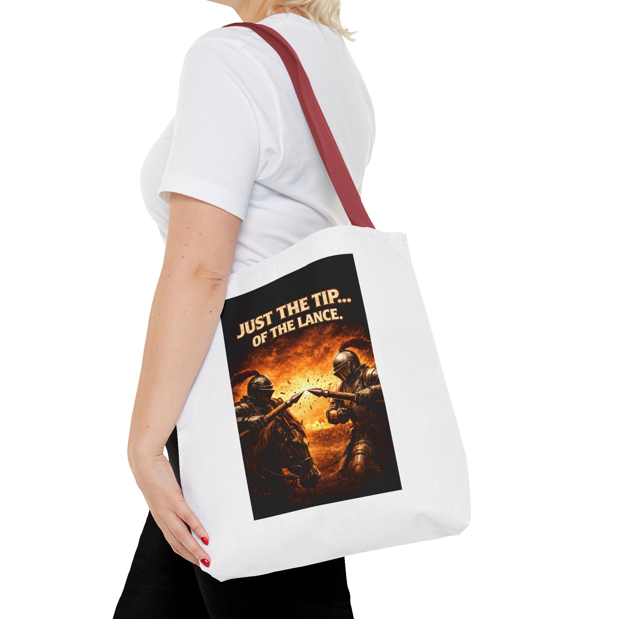Tote Bag — "Just the Tip of the Lance" Medieval Knight Graphic Tote