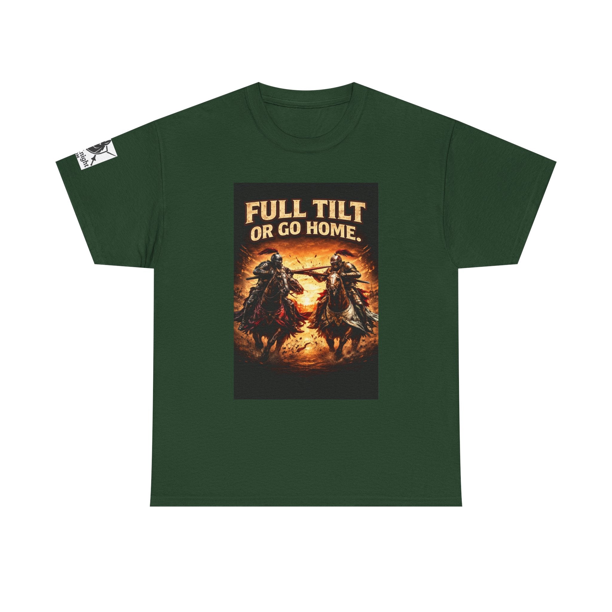 Full Tilt or Go Home T-Shirt — Medieval Jousting Knights Graphic Tee
