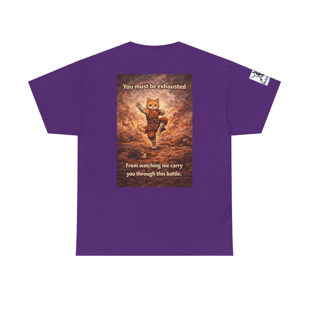 Gaming Tee— Kitty Monk "You must be exhausted from watching me carry you through this battle!" Funny tee