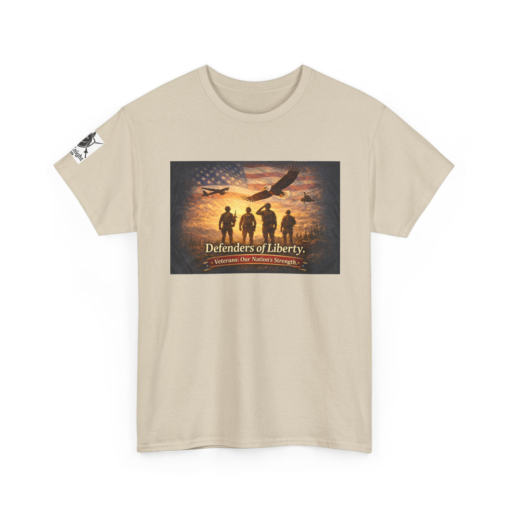 USA Flag Graphic Tee - "Defenders of Liberty -Veterans our nations strength!"