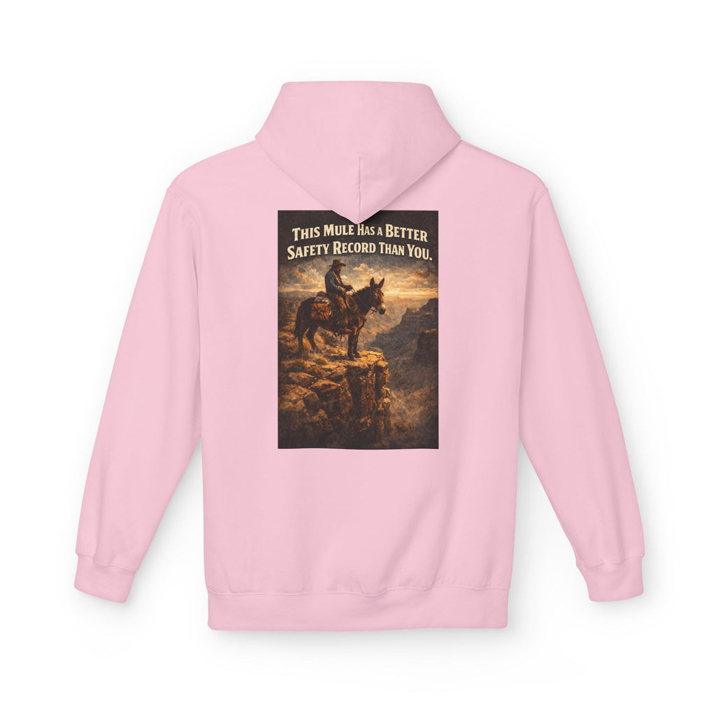 Riding Mule Graphic Hoodie – "This Mule Has a Better Safety Record Than You" Outdoor Adventure Sweatshirt