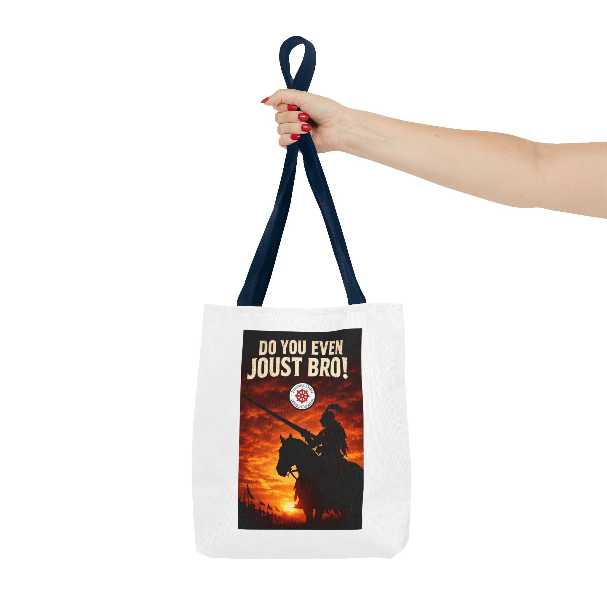 Do You Even Joust Bro! Tote Bag – Medieval Knight Silhouette Sunset Tote for Renaissance Fair Fans