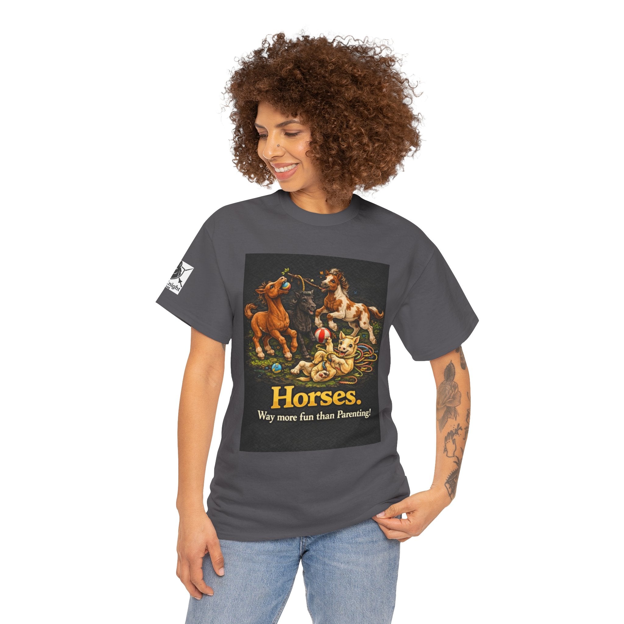Horse lover shirt.  Horses.  Way more fun than Parenting! Teeshirt funny