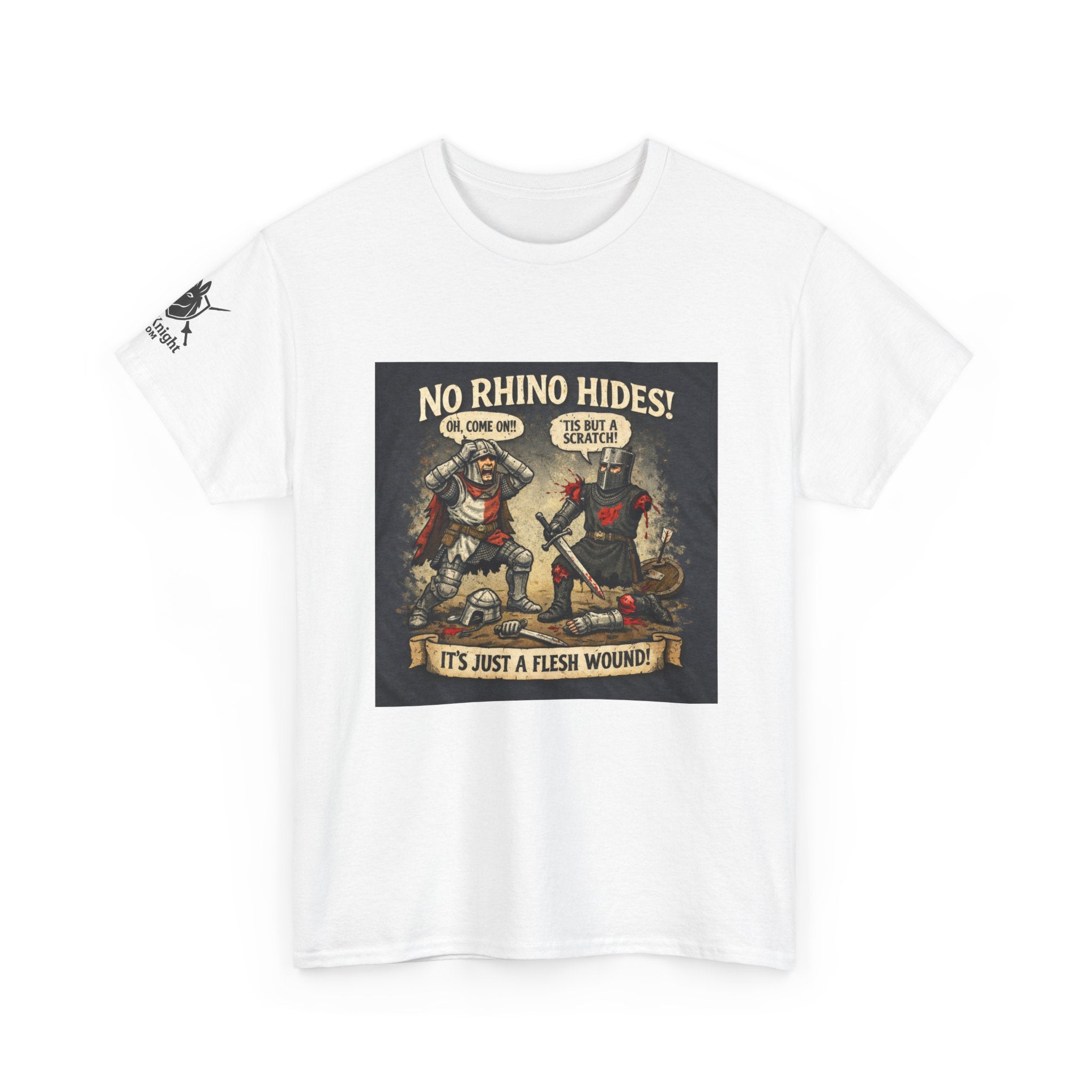 No Rhino Hides Tis but a scratch T-Shirt — Funny Knight Tee