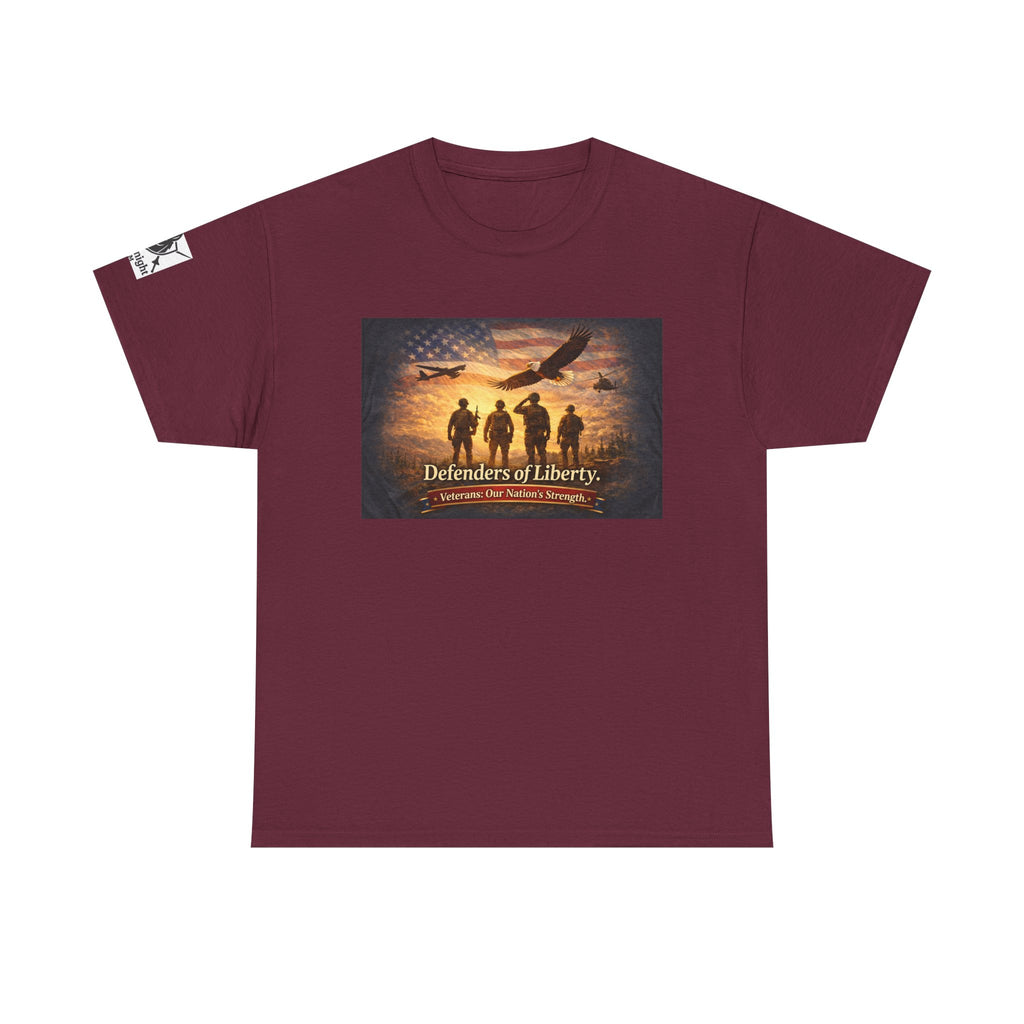 USA Flag Graphic Tee - "Defenders of Liberty -Veterans our nations strength!"