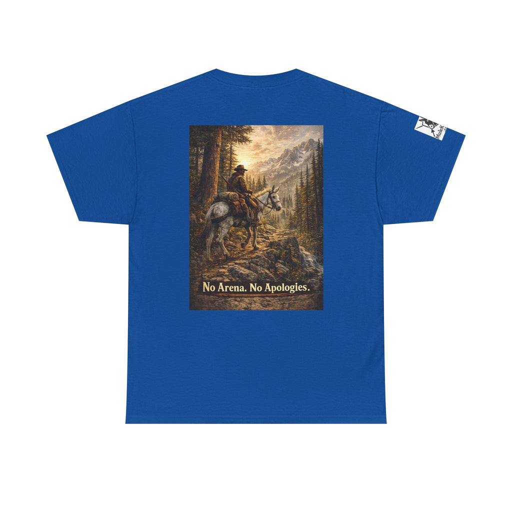 T-Shirt — 'No Arena. No Apologies.' Western Cowboy Scenic Graphic Tee