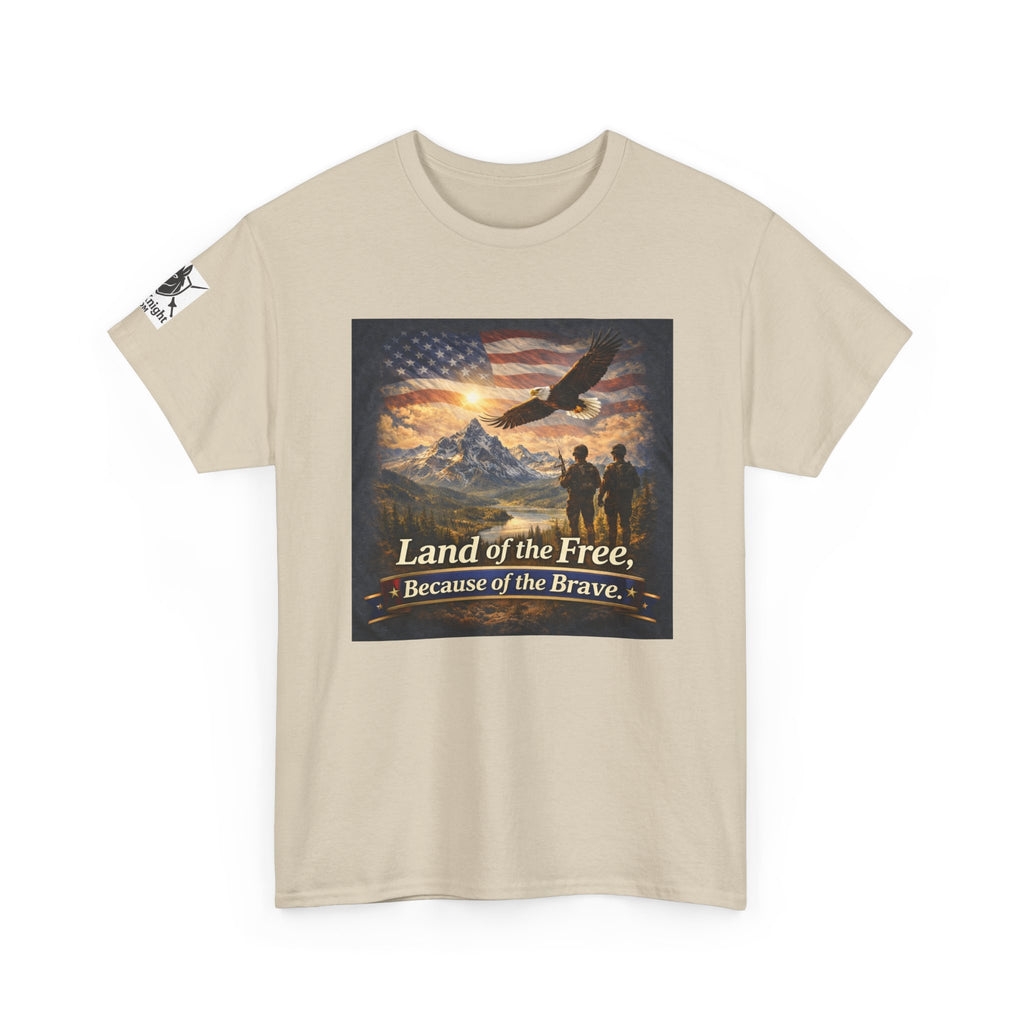 USA Flag Graphic Tee - "Land of the Free -Because of the Brave!"