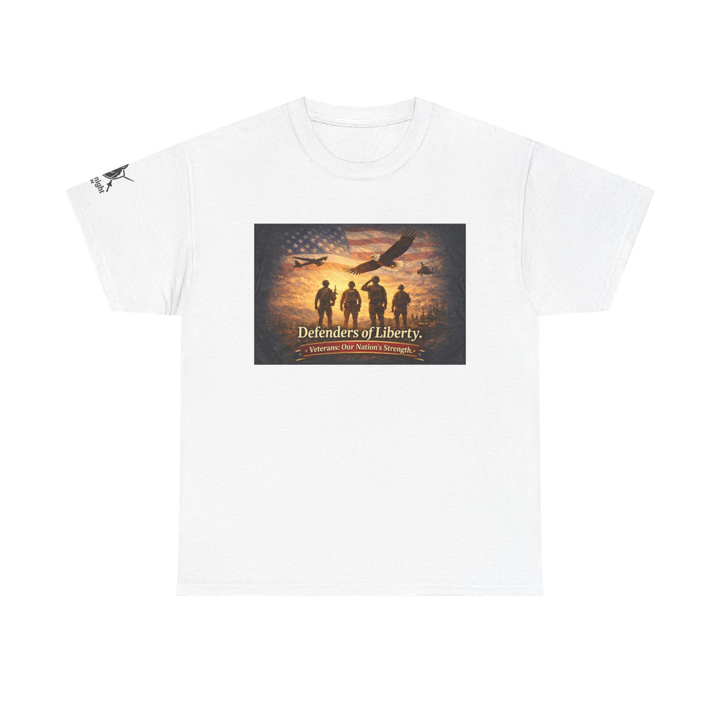 USA Flag Graphic Tee - "Defenders of Liberty -Veterans our nations strength!"