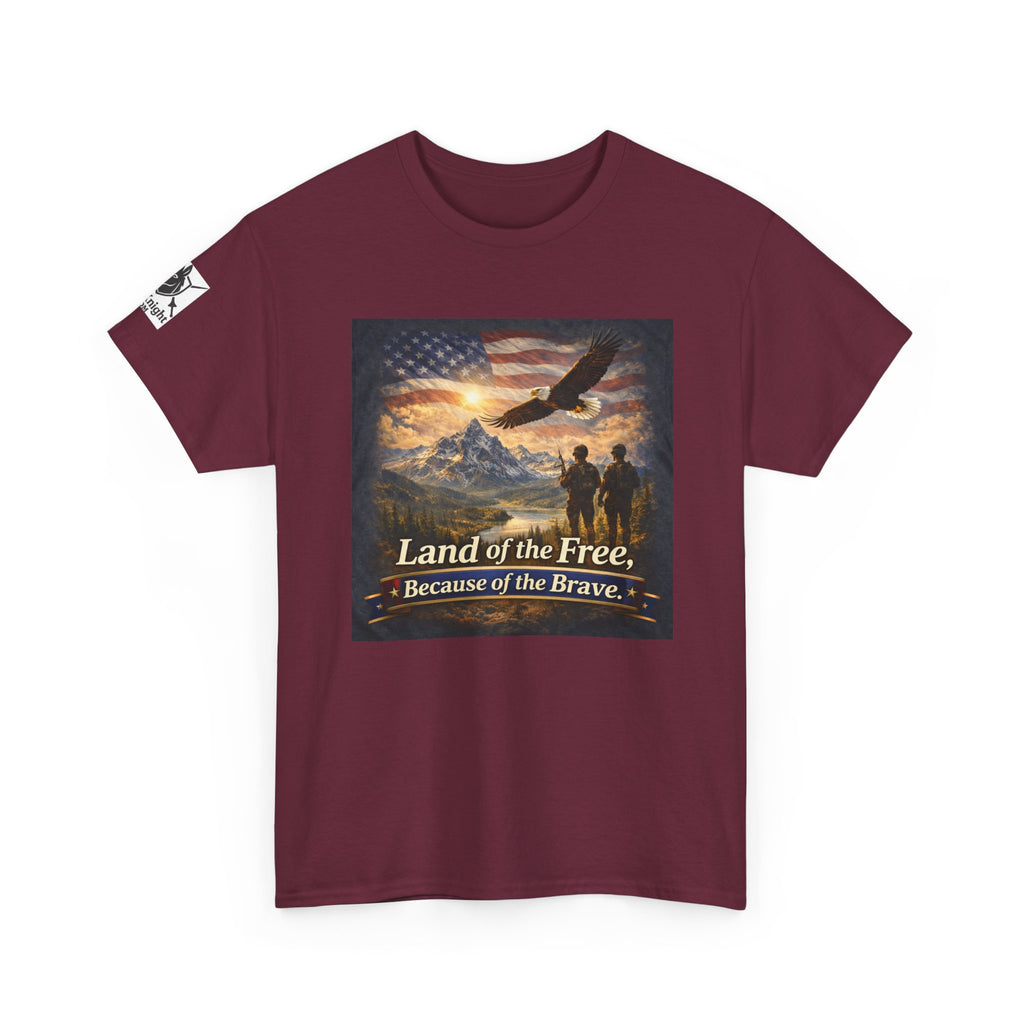 USA Flag Graphic Tee - "Land of the Free -Because of the Brave!"