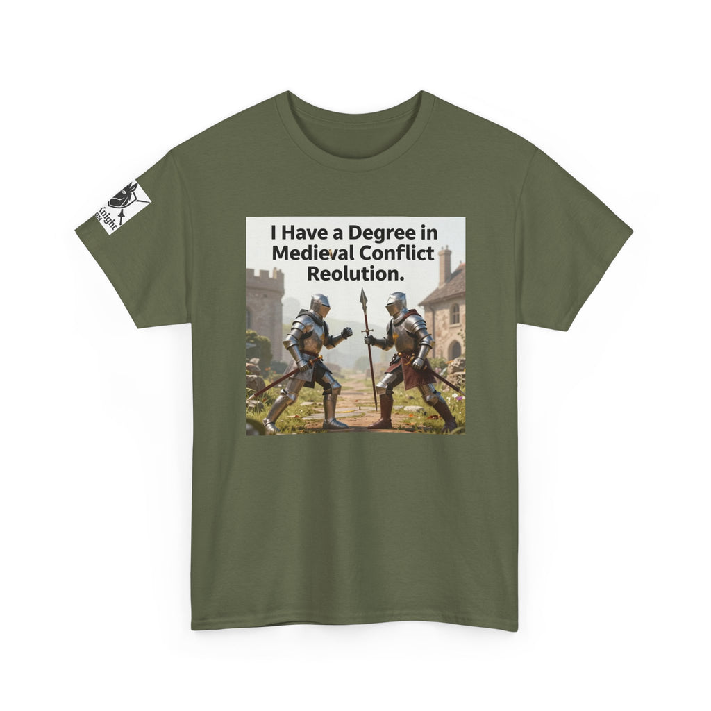Medieval Conflict Resolution T-Shirt — Funny Knight Diploma Tee