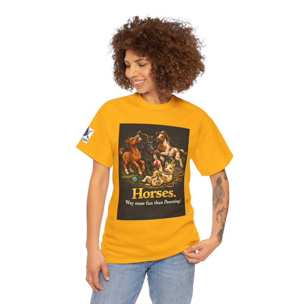 Horse lover shirt.  Horses.  Way more fun than Parenting! Teeshirt funny
