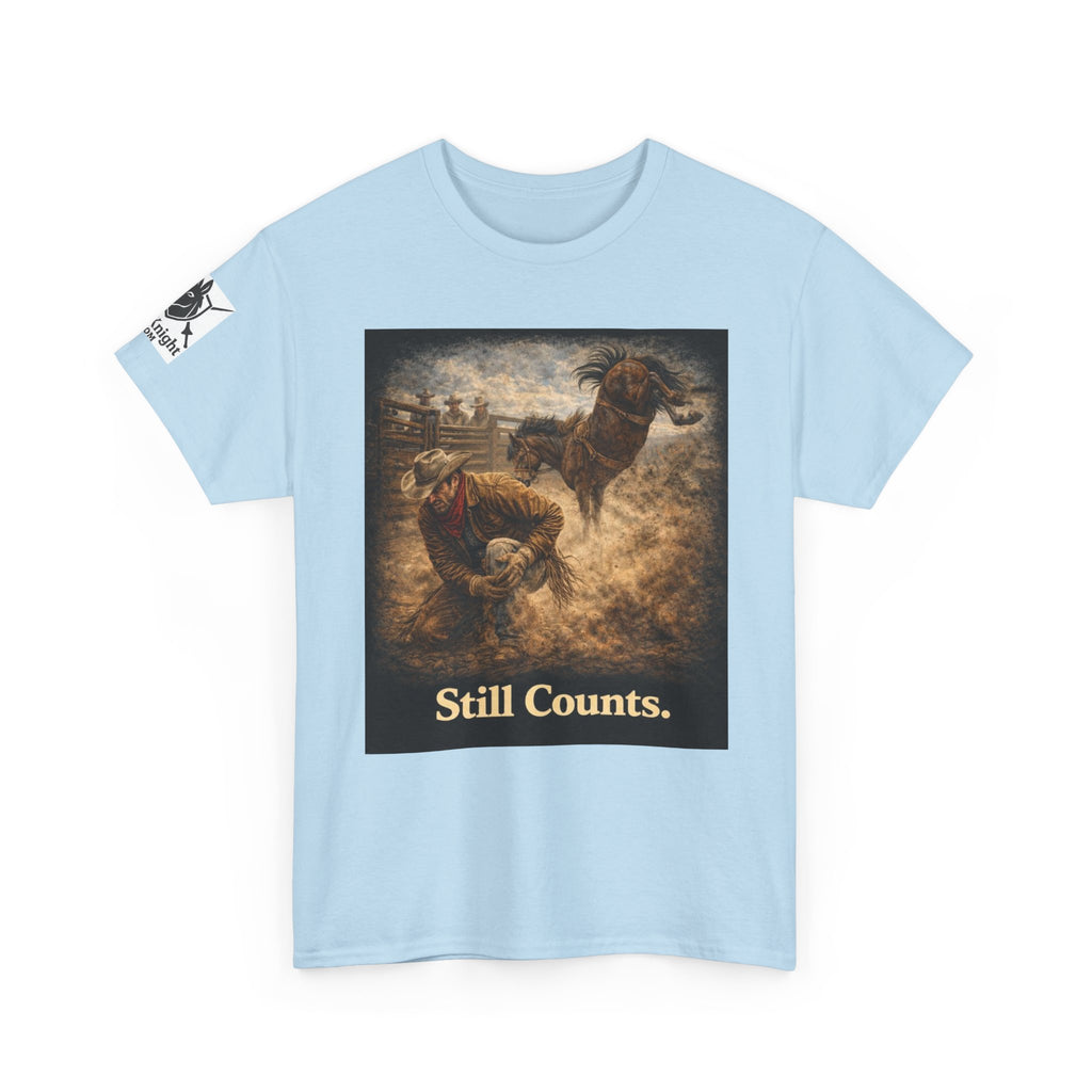 Rodeo Still Counts T-Shirt — Cowboy Landscape Graphic Tee