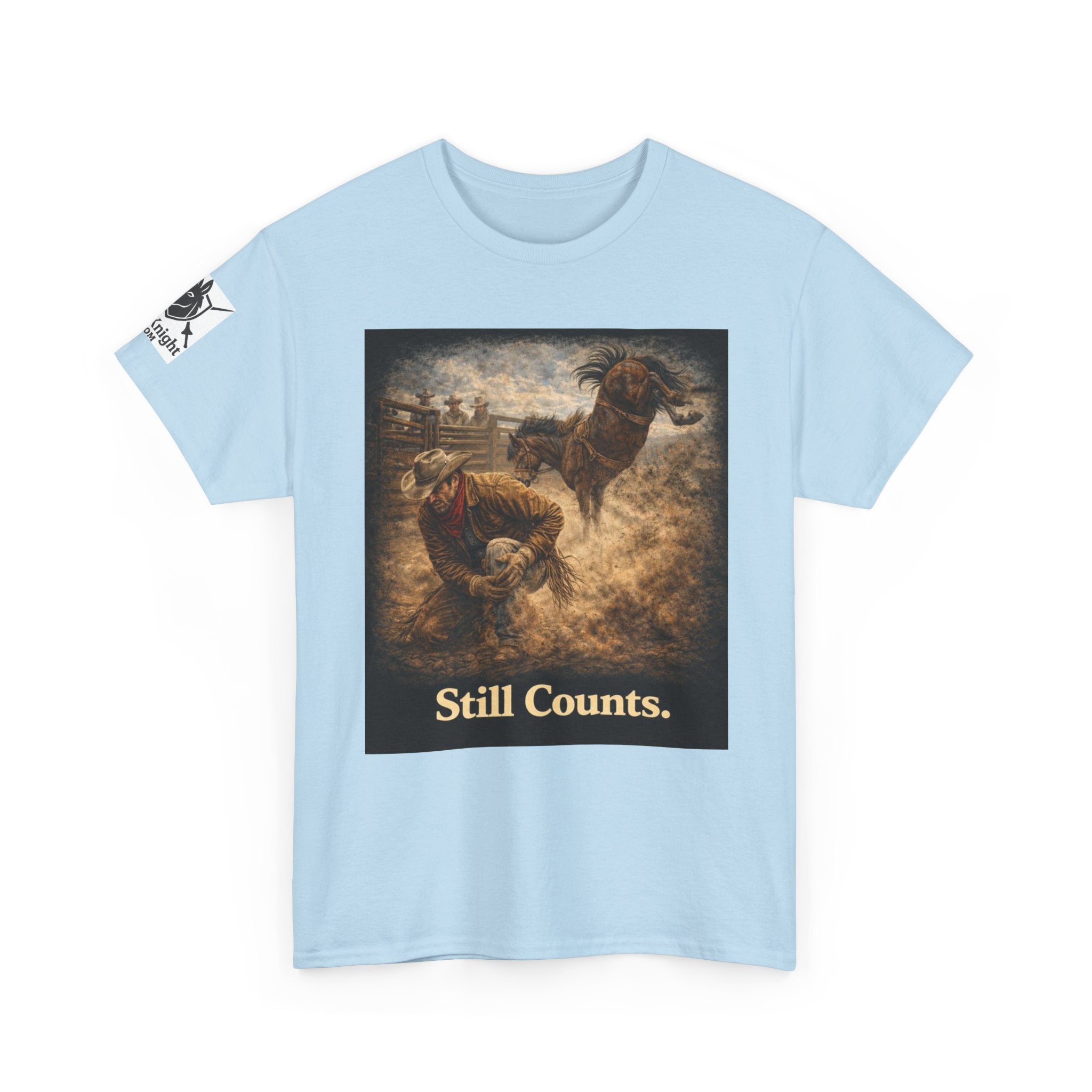 Rodeo Still Counts T-Shirt — Cowboy Landscape Graphic Tee