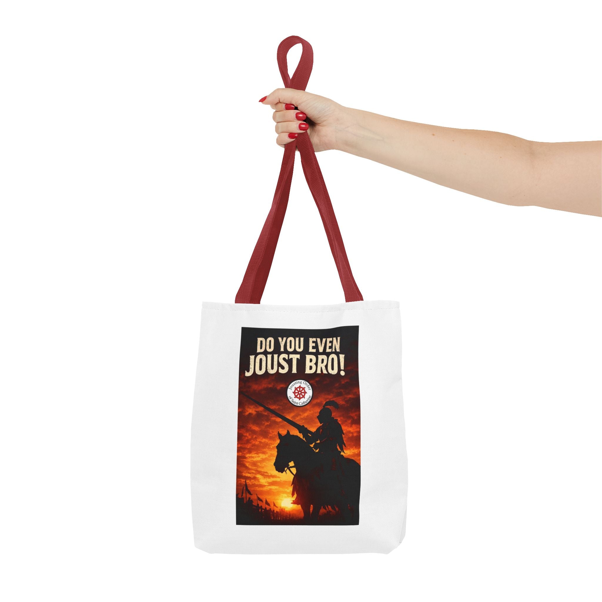 Do You Even Joust Bro! Tote Bag – Medieval Knight Silhouette Sunset Tote for Renaissance Fair Fans