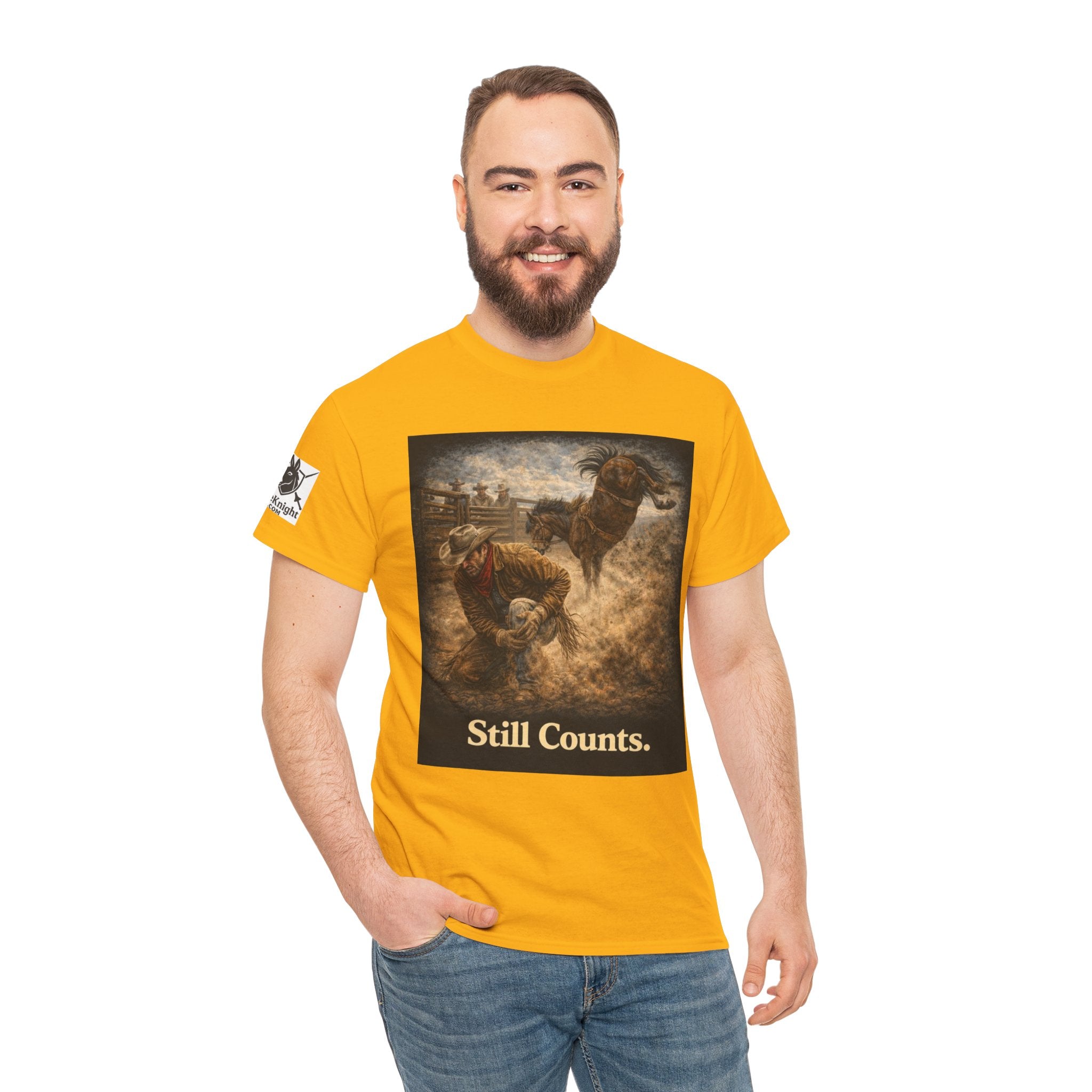 Rodeo Still Counts T-Shirt — Cowboy Landscape Graphic Tee