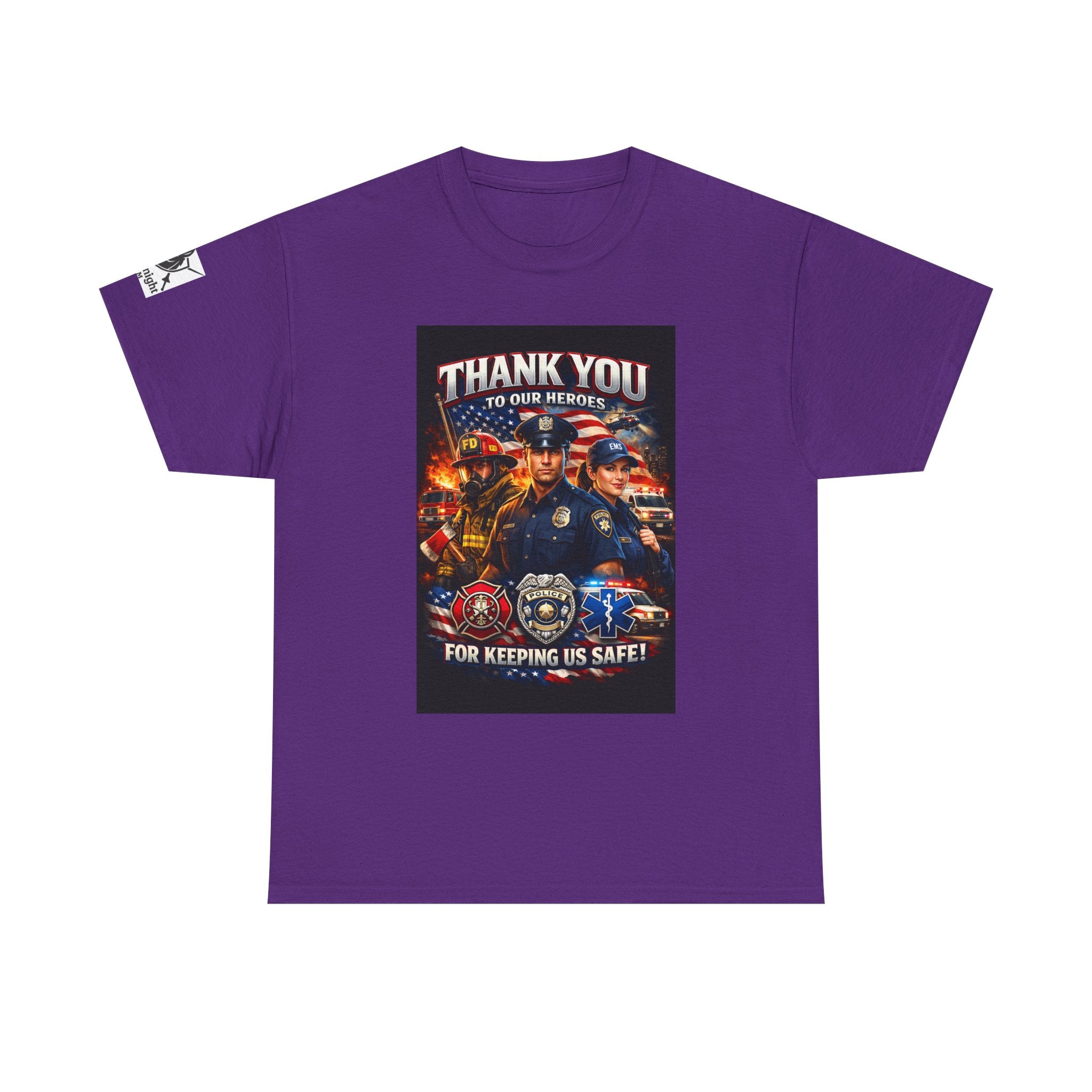 USA Flag Graphic Tee - "Thank you to our Heroes- For keeping us safe!"