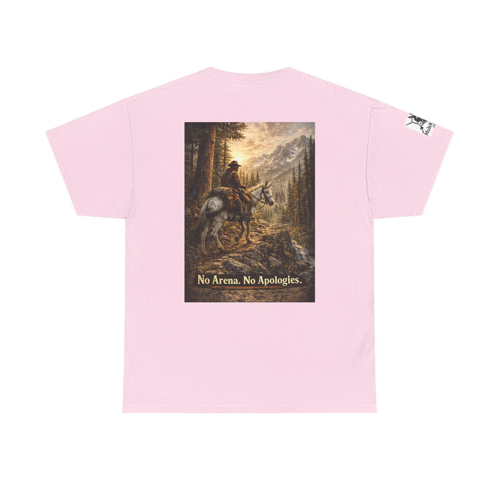T-Shirt — 'No Arena. No Apologies.' Western Cowboy Scenic Graphic Tee