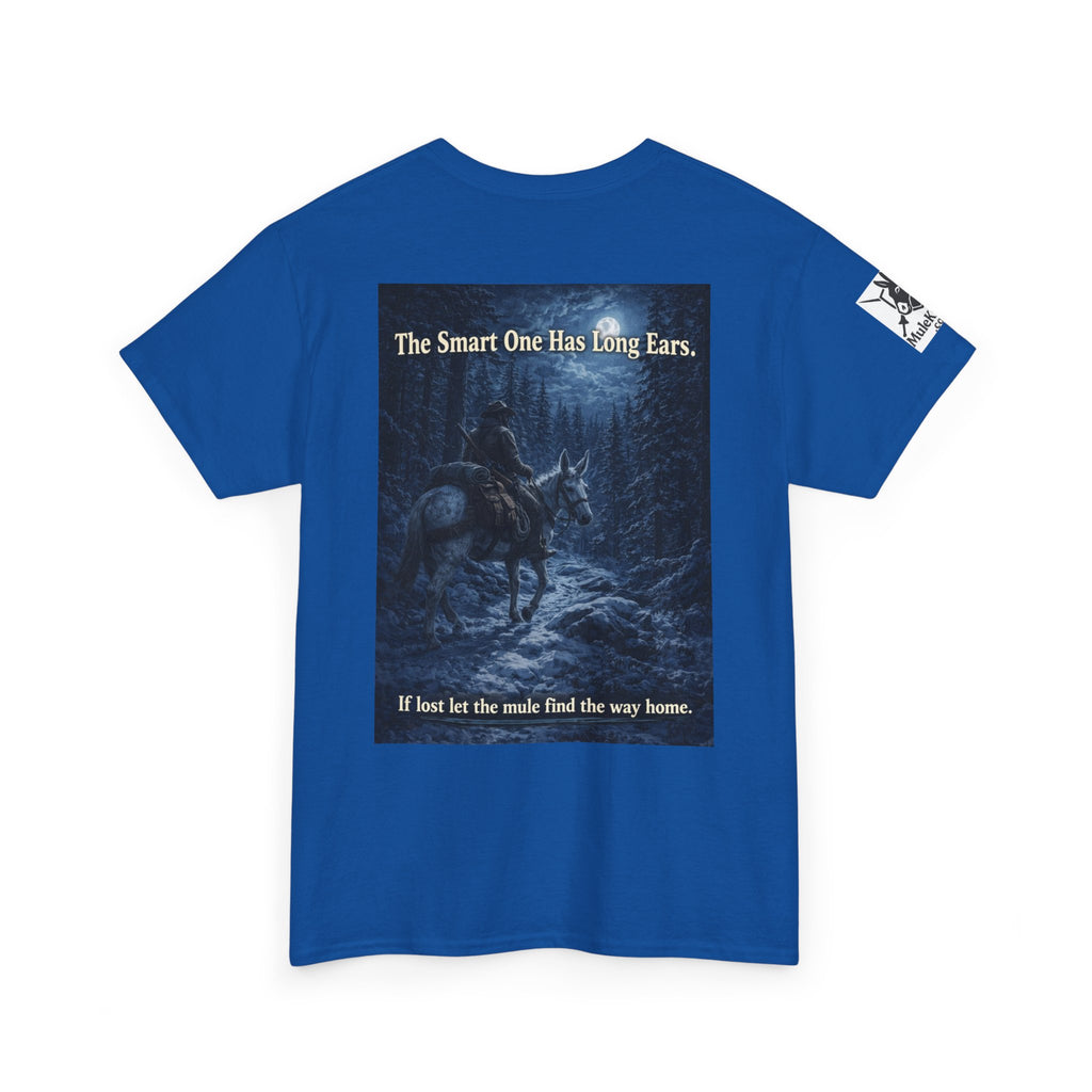 Mule rider T-Shirt — "The Smart One Has Long Ears" Night Rider Graphic Tee