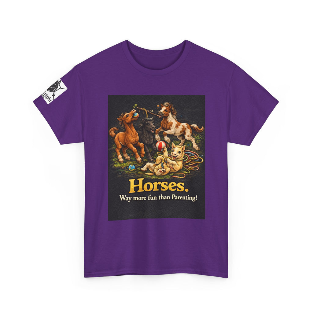 Horse lover shirt.  Horses.  Way more fun than Parenting! Teeshirt funny