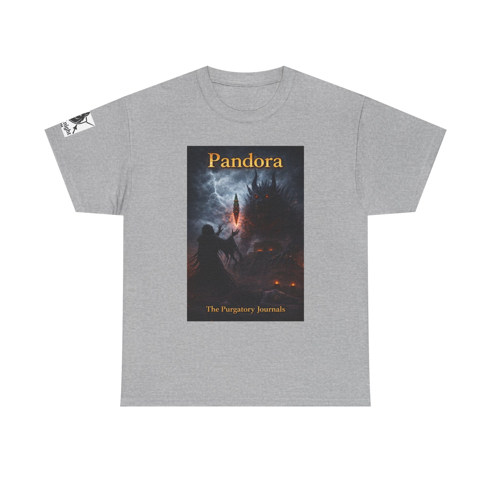 Pandora Summoning on Front - Pandora book cover on back -Purgatory Journals Book 3 -   Fantasy Novel tee