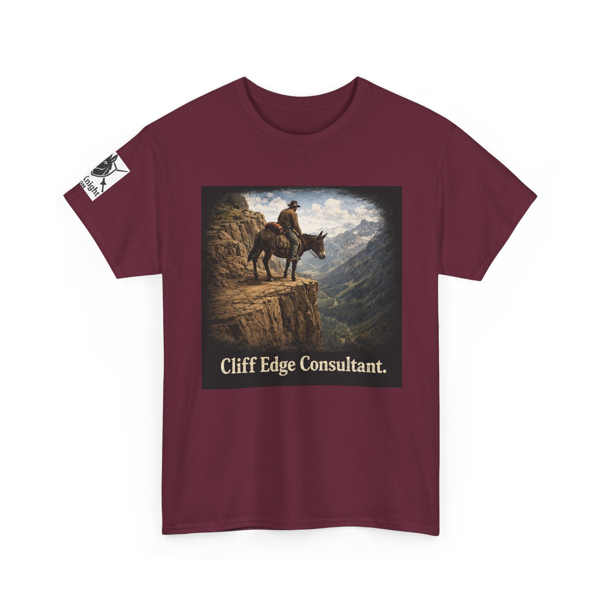 Mule Cliff Edge Consultant T-Shirt — Cowboy Landscape Graphic Tee