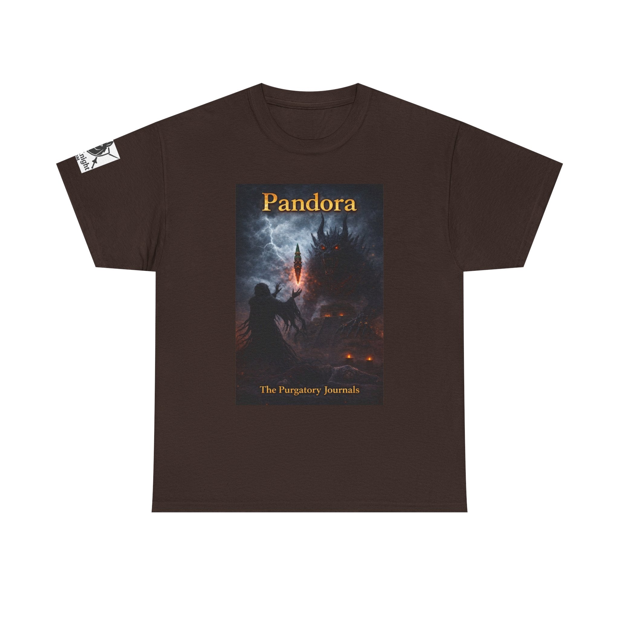 Pandora Summoning on Front - Pandora book cover on back -Purgatory Journals Book 3 -   Fantasy Novel tee