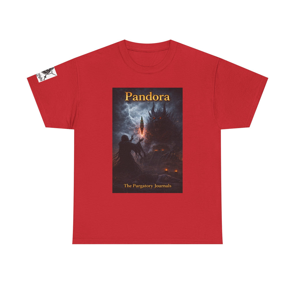 Pandora Summoning on Front - Pandora book cover on back -Purgatory Journals Book 3 -   Fantasy Novel tee