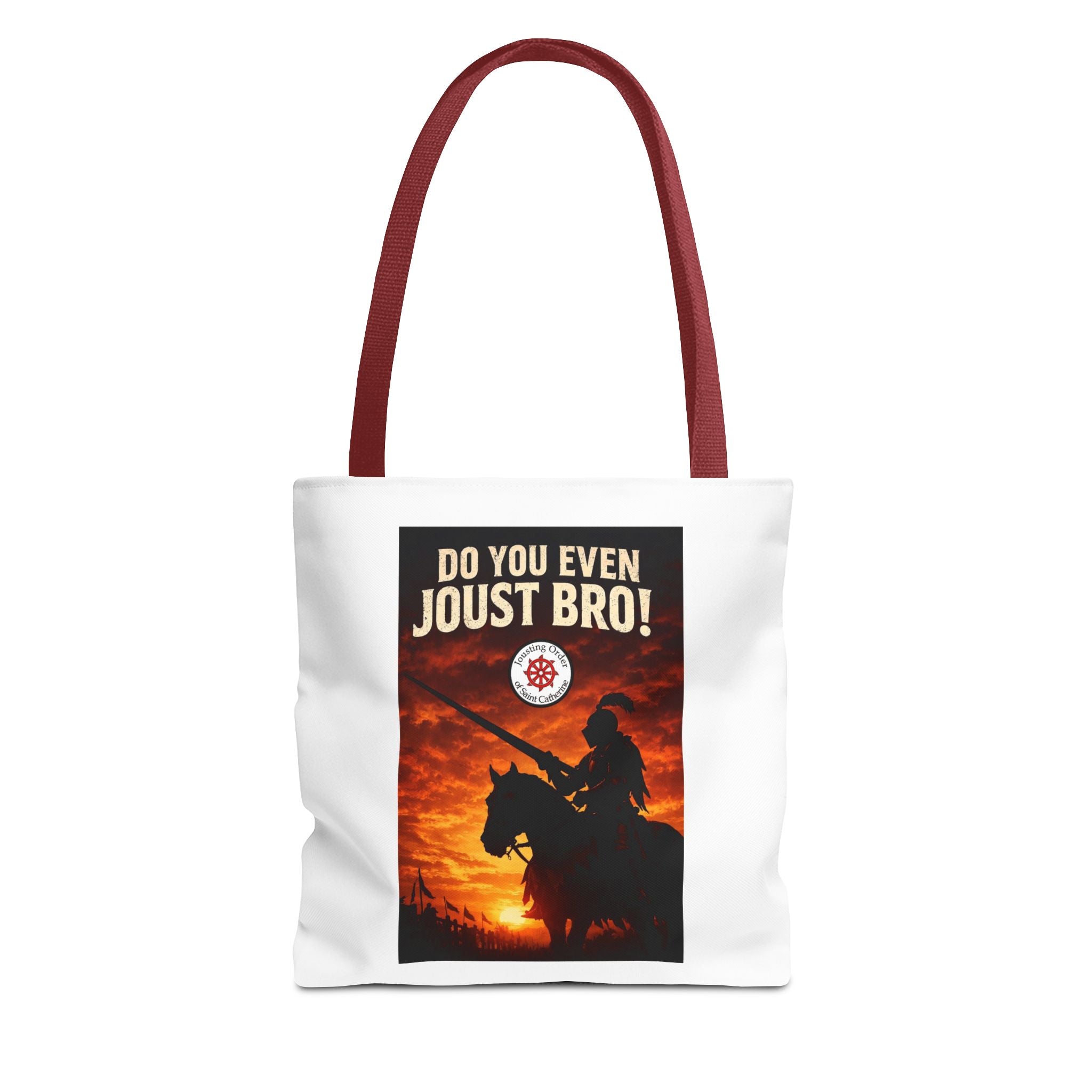Do You Even Joust Bro! Tote Bag – Medieval Knight Silhouette Sunset Tote for Renaissance Fair Fans