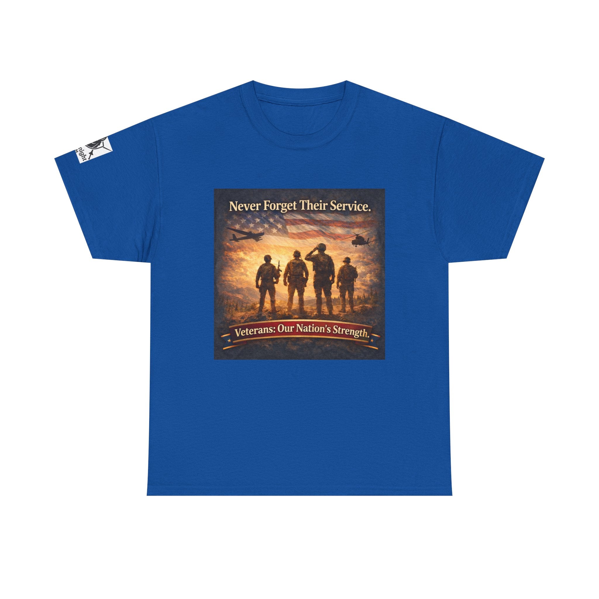 USA Flag Graphic Tee - "Never Forget their Service -Veterens our nations strength!"