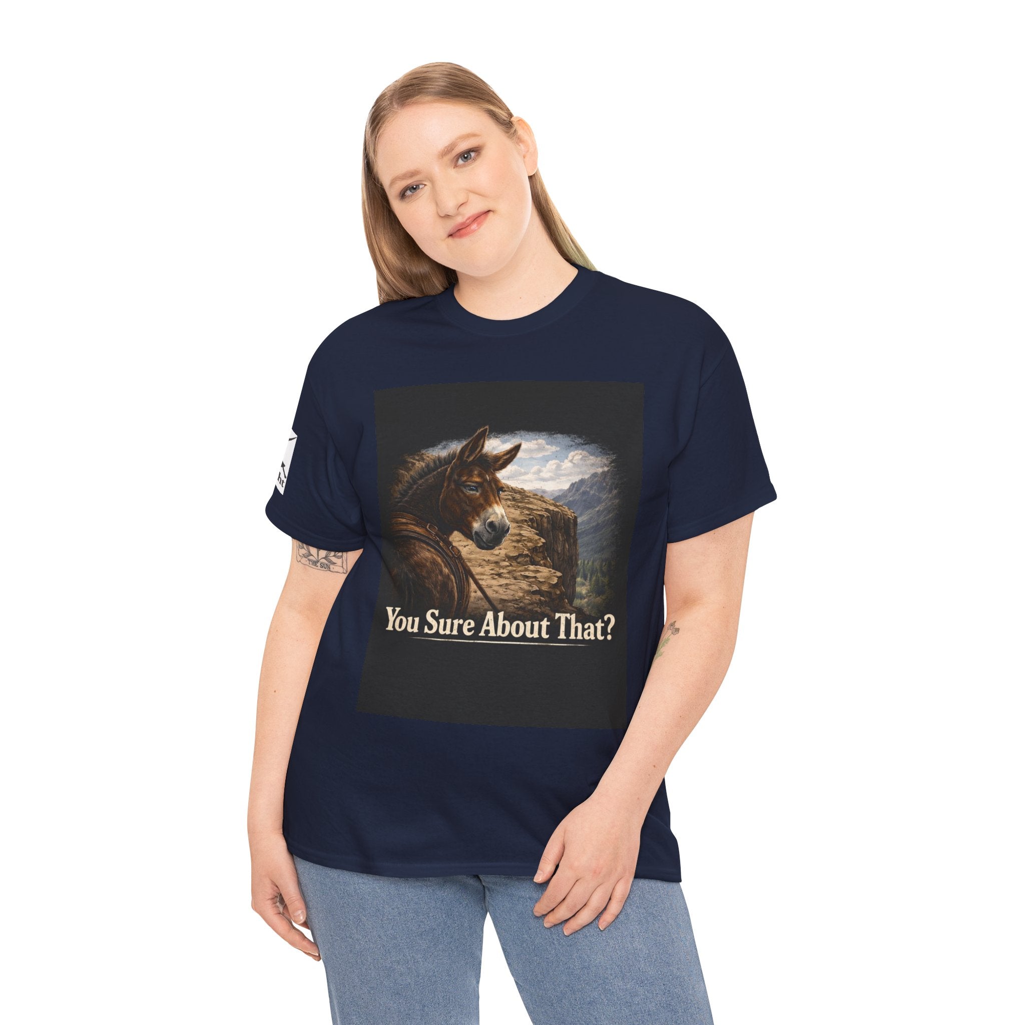 Funny Mule Tee "You Sure About That?" — Humorous Animal Graphic T-Shirt
