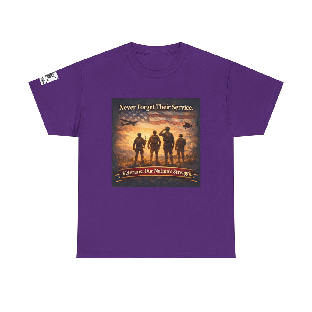 USA Flag Graphic Tee - "Never Forget their Service -Veterens our nations strength!"