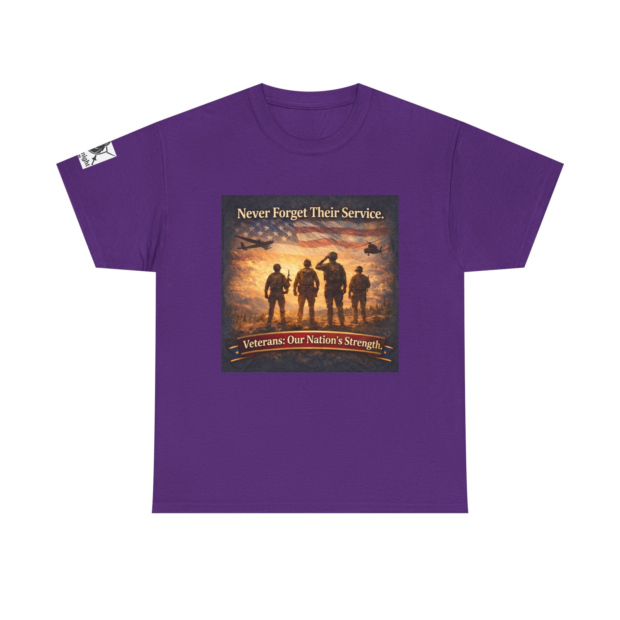 USA Flag Graphic Tee - "Never Forget their Service -Veterens our nations strength!"