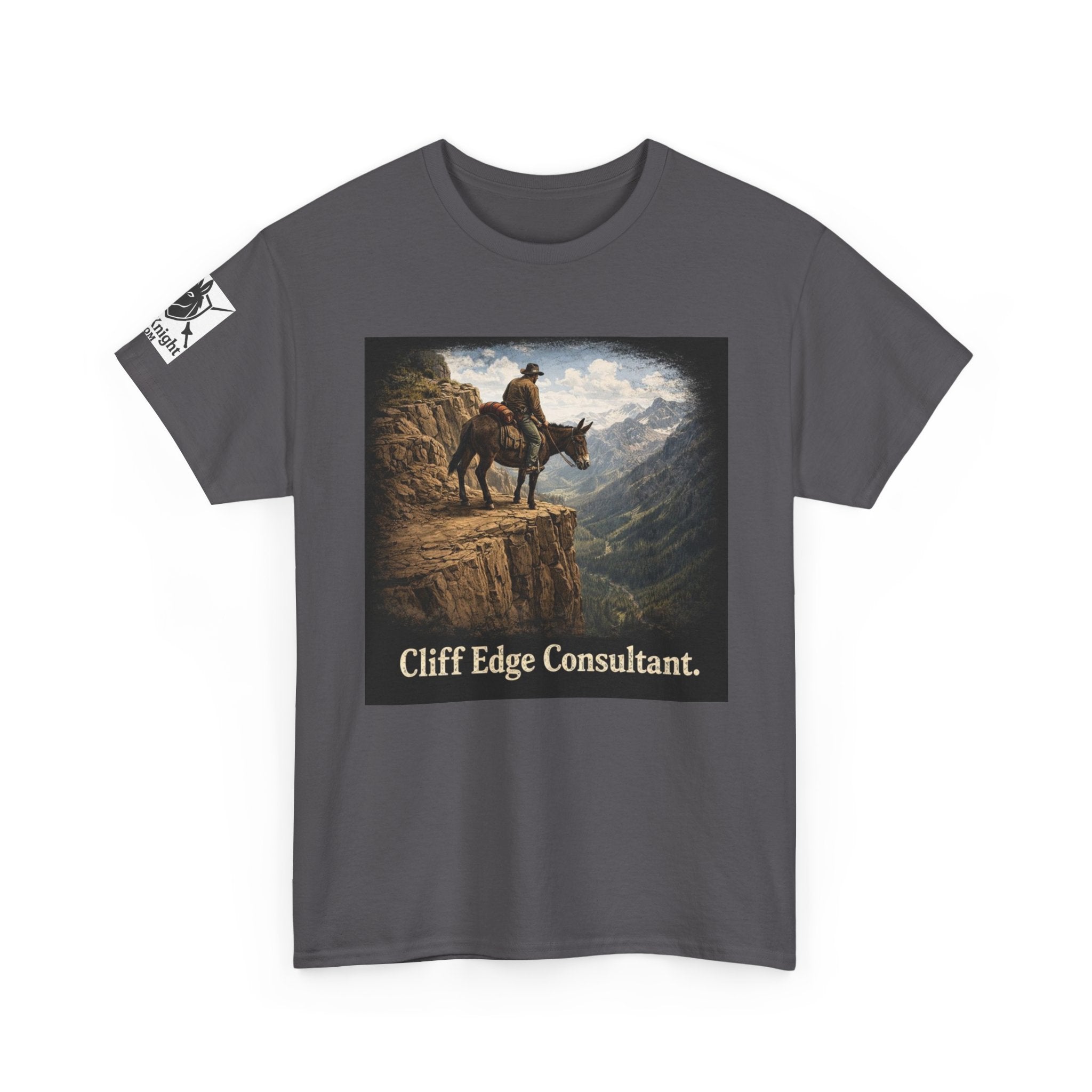 Mule Cliff Edge Consultant T-Shirt — Cowboy Landscape Graphic Tee