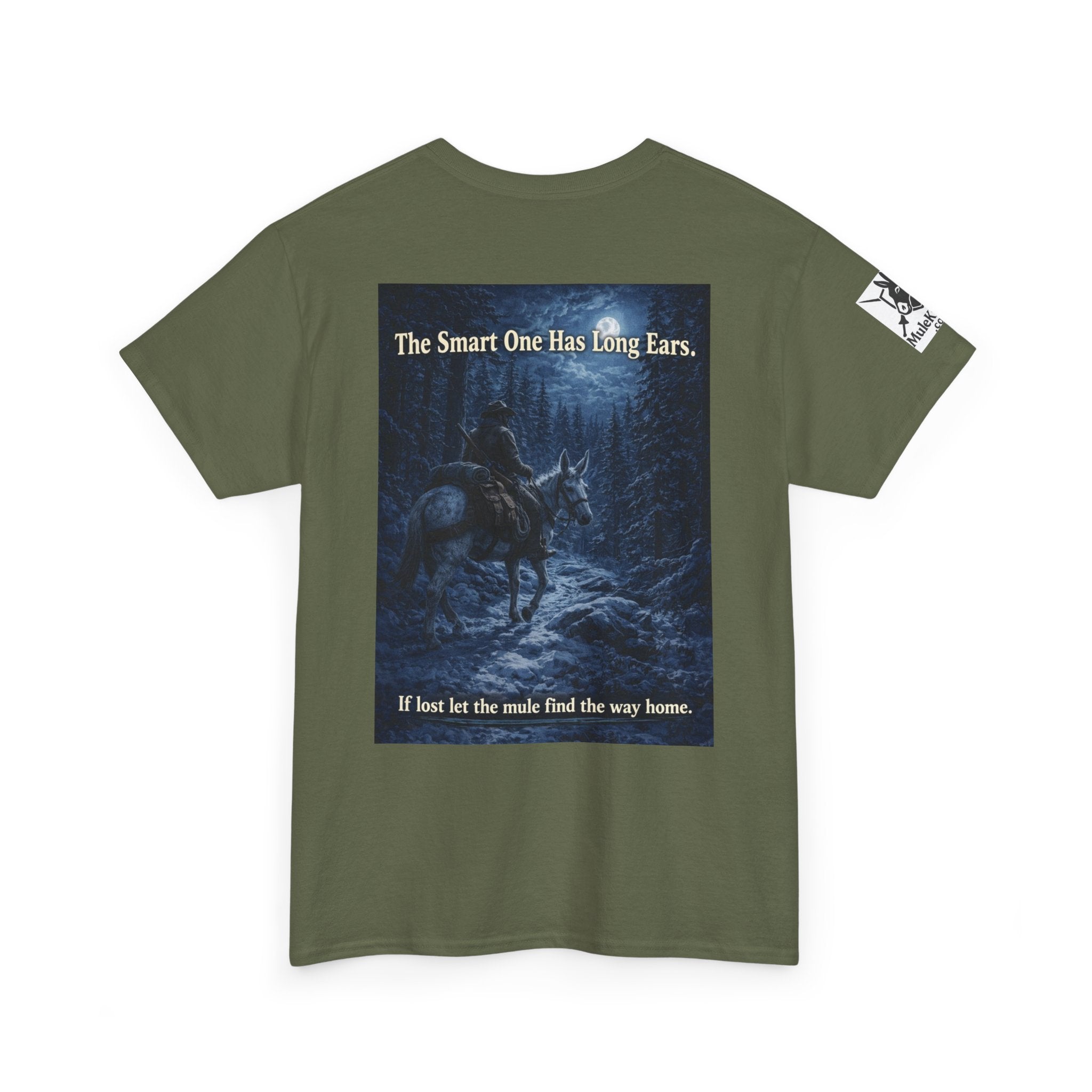 Mule rider T-Shirt — "The Smart One Has Long Ears" Night Rider Graphic Tee
