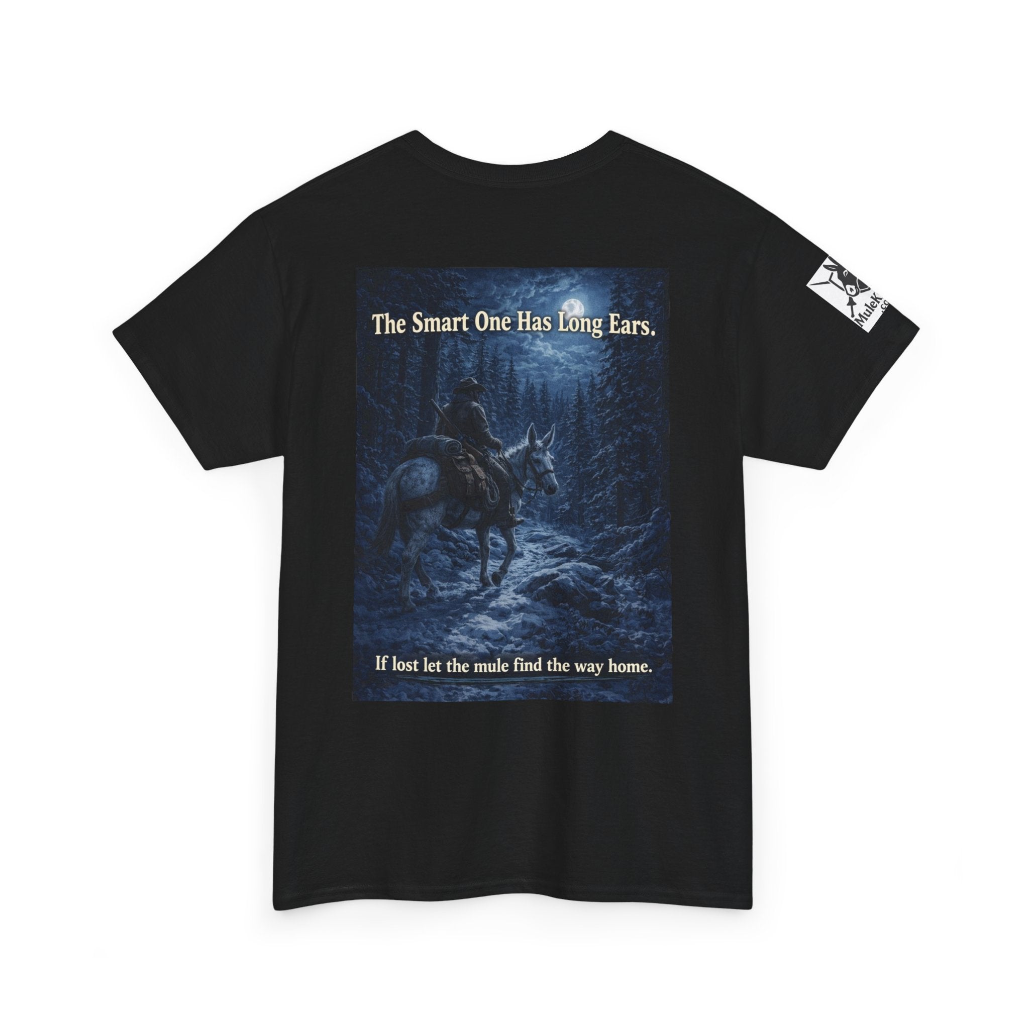 Mule rider T-Shirt — "The Smart One Has Long Ears" Night Rider Graphic Tee