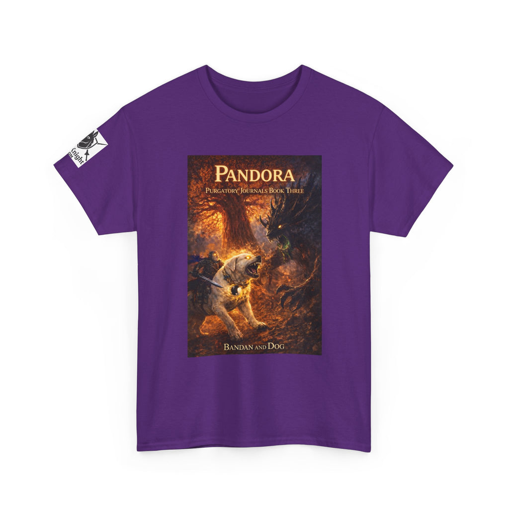 Pandora Bandan and Dog on Front - Pandora book cover on back -Purgatory Journals Book 3 -  Graphic Tee — Fantasy Novel tee