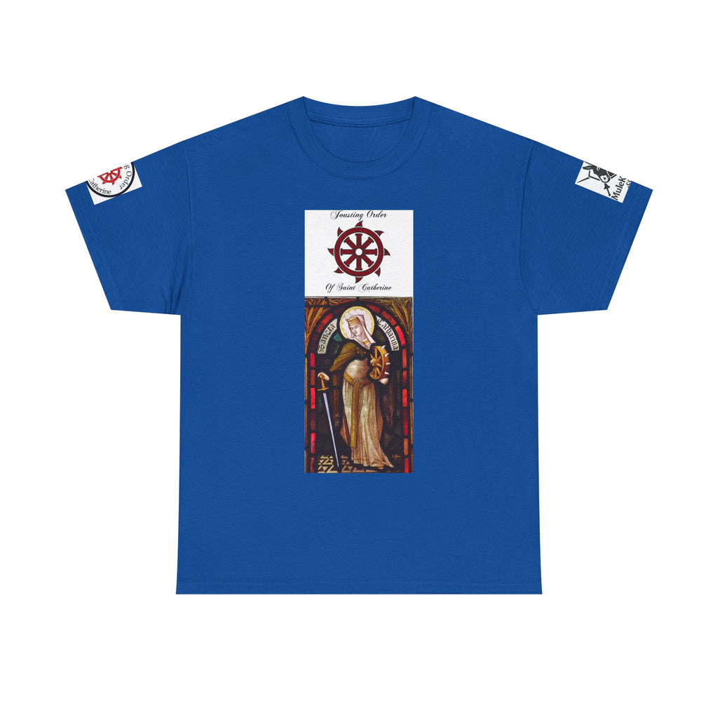 Saint Catherine Jousting Order  Tee — Vintage Stained Glass Saint/Jousting T‑Shirt