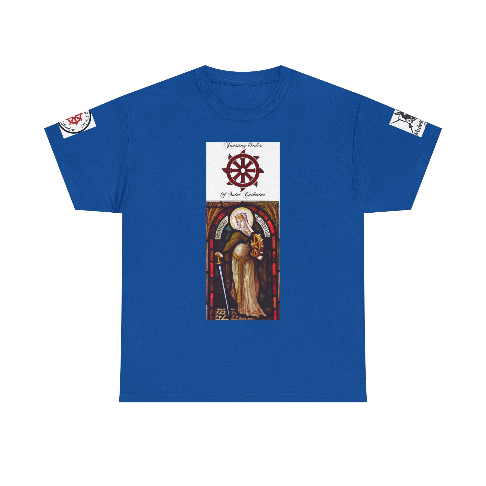 Saint Catherine Jousting Order  Tee — Vintage Stained Glass Saint/Jousting T‑Shirt