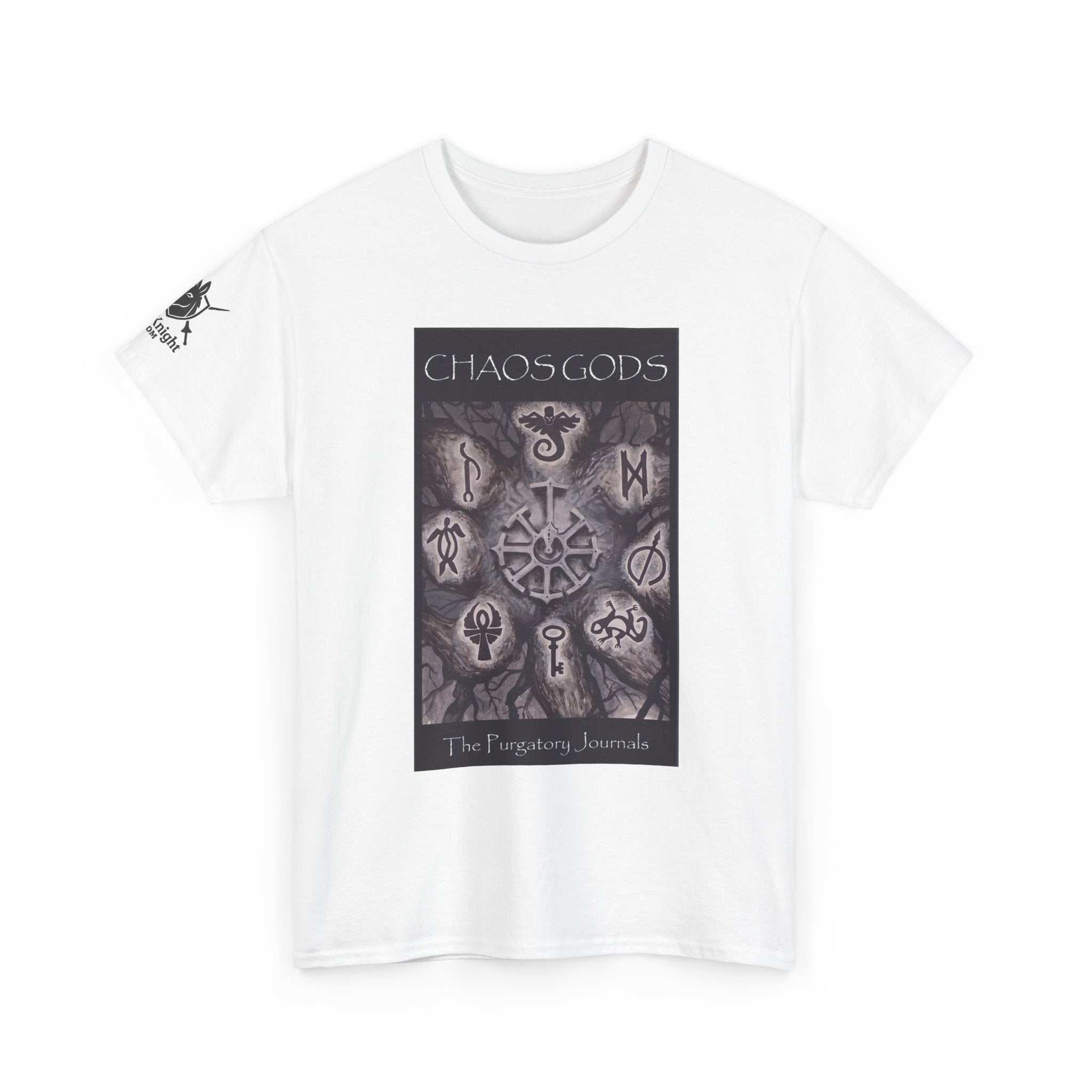 Chaos Gods World Tree Front - Pandora -Purgatory Journals Book 3 Back -  Graphic Tee — Fantasy Novel tee