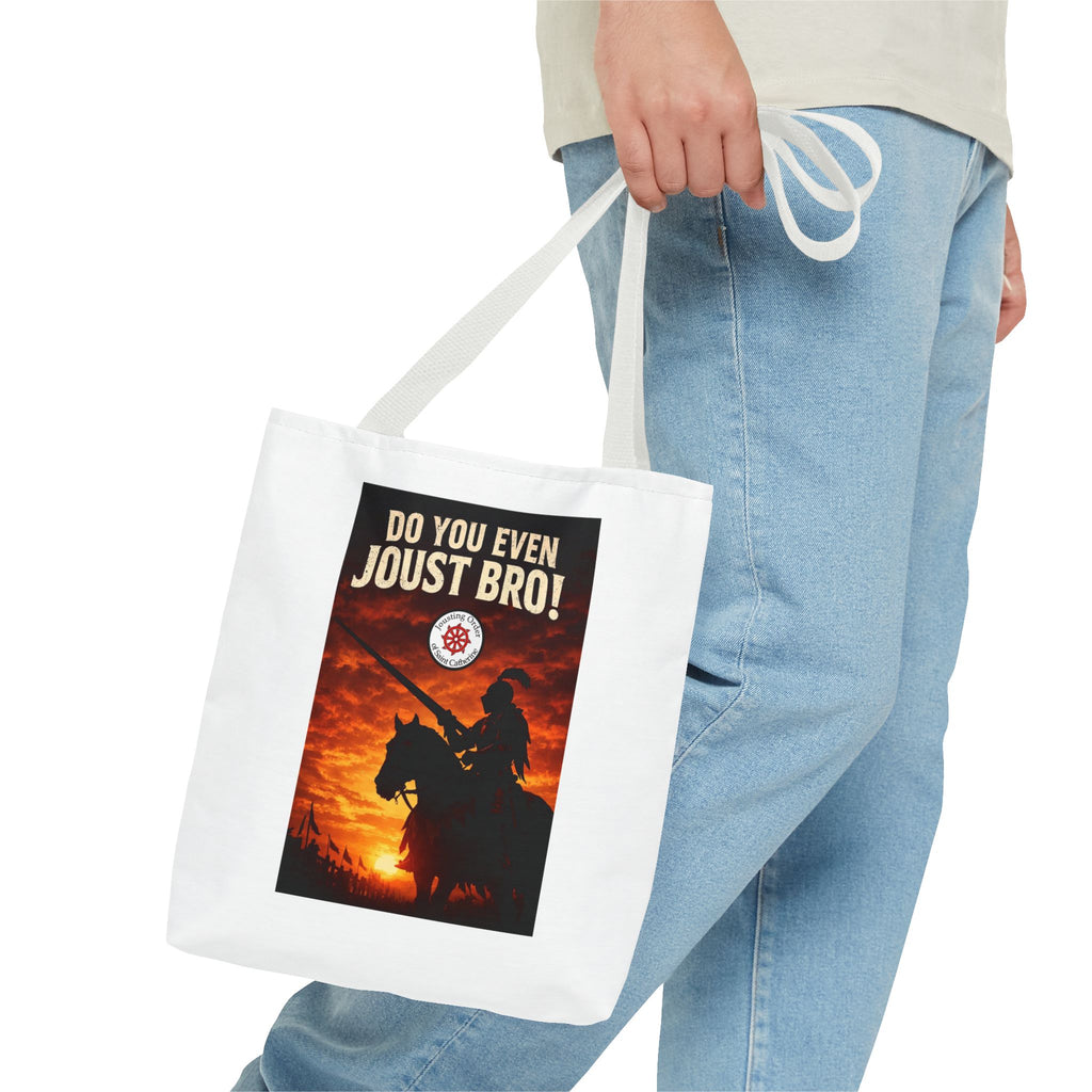 Do You Even Joust Bro! Tote Bag – Medieval Knight Silhouette Sunset Tote for Renaissance Fair Fans