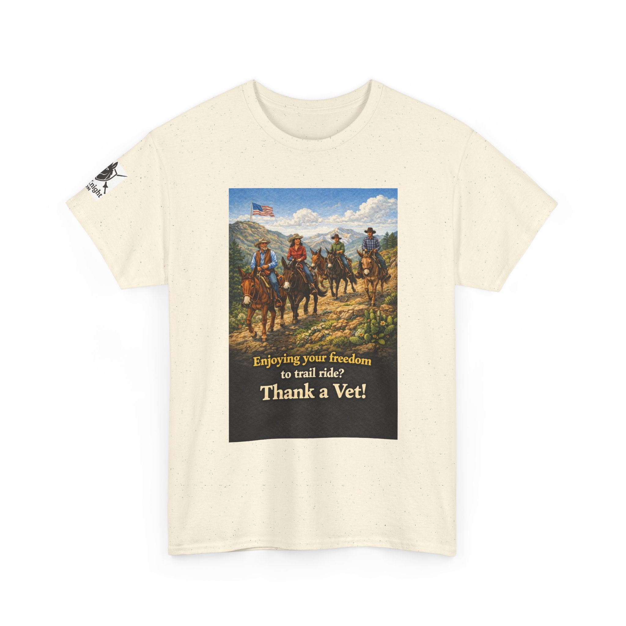 Mule Rider Retro Graphic Tee - "Enjoying your freedom to trail ride?  Thank a Vet!"