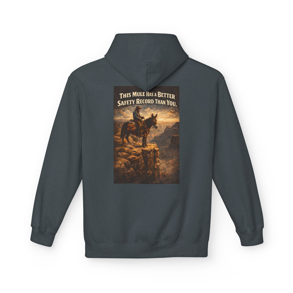 Riding Mule Graphic Hoodie – "This Mule Has a Better Safety Record Than You" Outdoor Adventure Sweatshirt