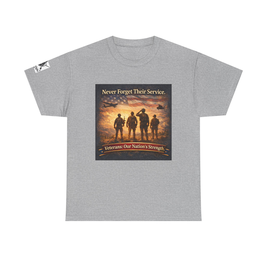 USA Flag Graphic Tee - "Never Forget their Service -Veterens our nations strength!"