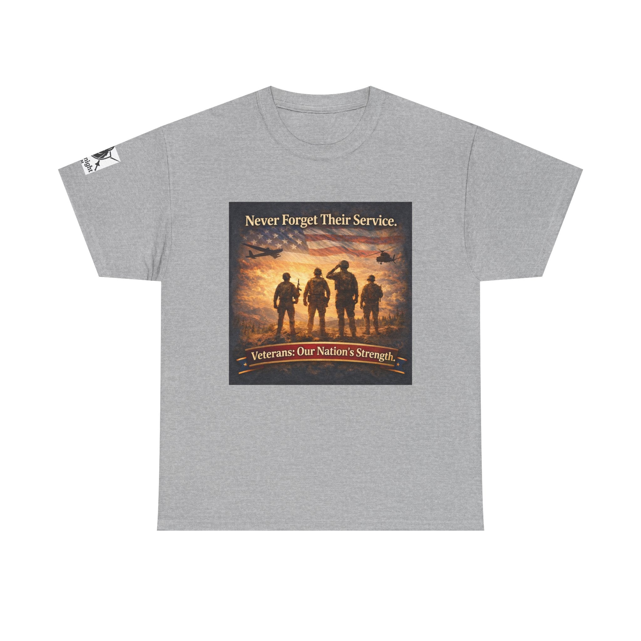 USA Flag Graphic Tee - "Never Forget their Service -Veterens our nations strength!"