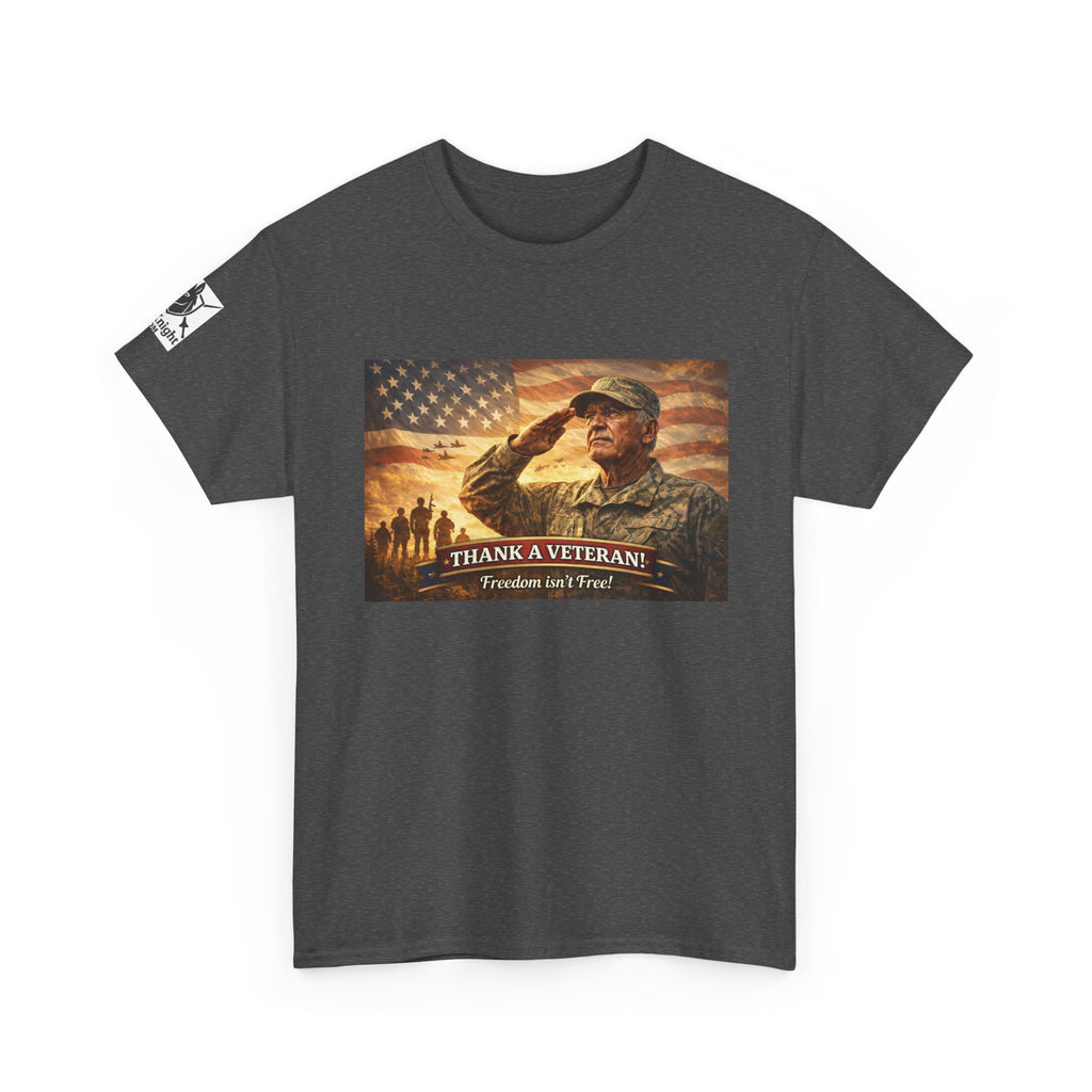USA Flag Graphic Tee - "Freedom isnt Free  Thank a Vet!"