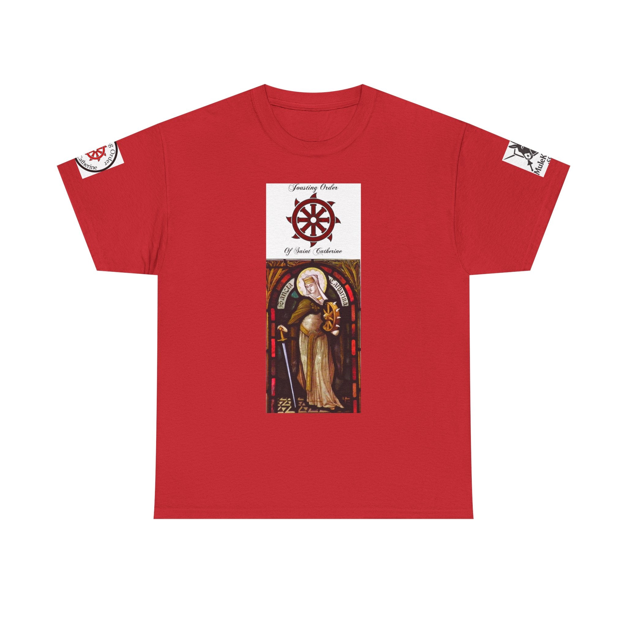 Saint Catherine Jousting Order  Tee — Vintage Stained Glass Saint/Jousting T‑Shirt